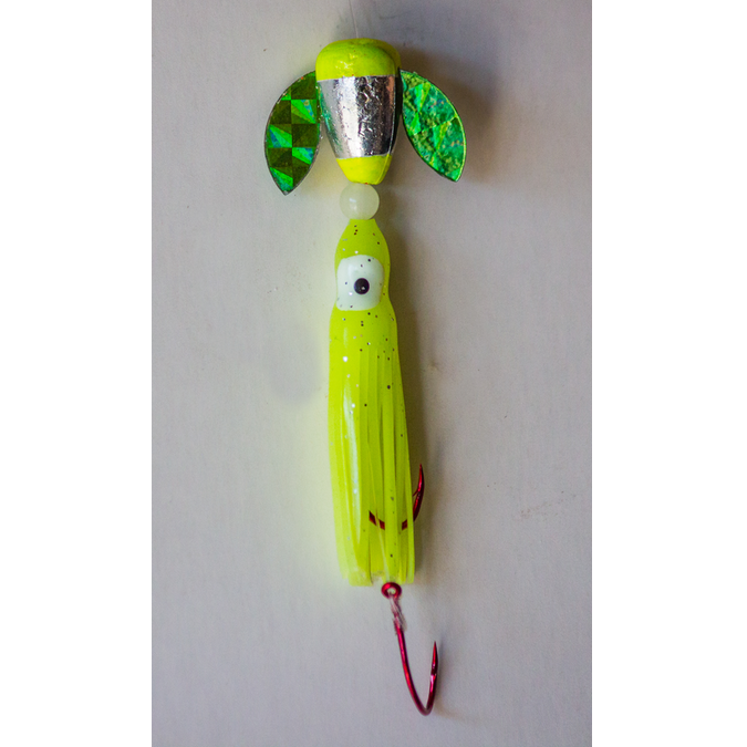 UV Spin-N-Glo Chartreuse Hoochie Lure